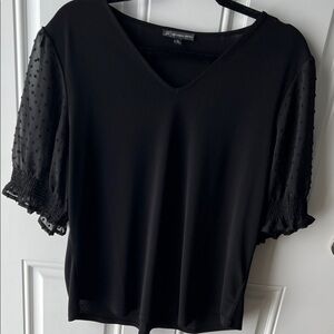Adrianna Papell Black Blouse with Sheer Sleeves